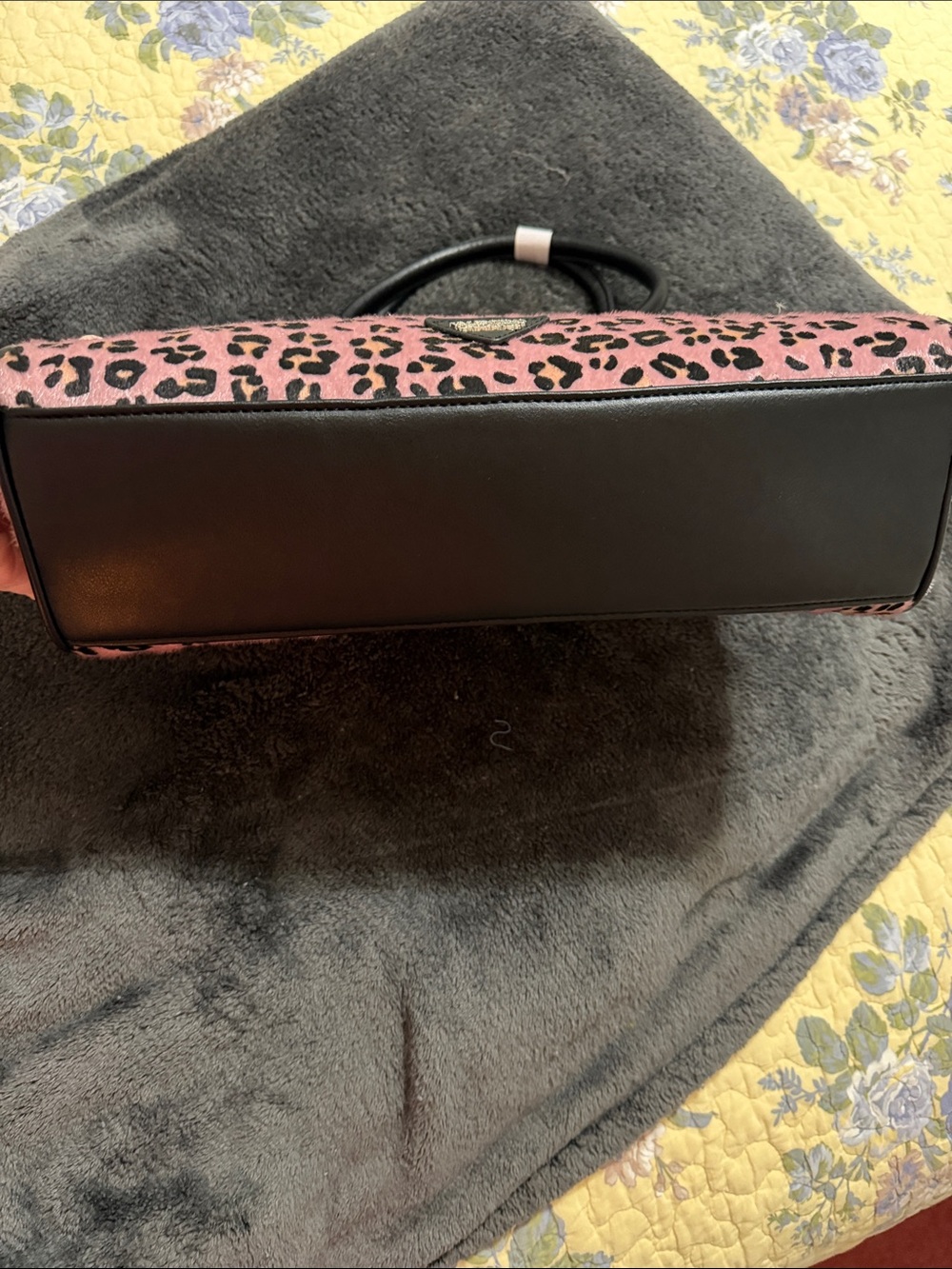 Valentino Orlandi Pink and Black Leopard-Print Satchel NWOT - Picture 5 of 9